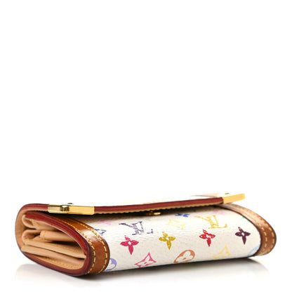 Louis Vuitton Monogram Multicolor Porte-Monnaie Plat Coin Purse White 4 of 12