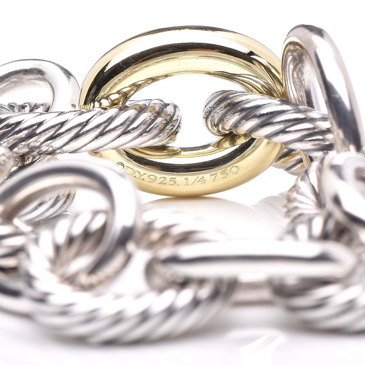 David Yurman Sterling Silver 18K Yellow Gold 19mm Extra Large Oval Link Bracelet 4 of 4