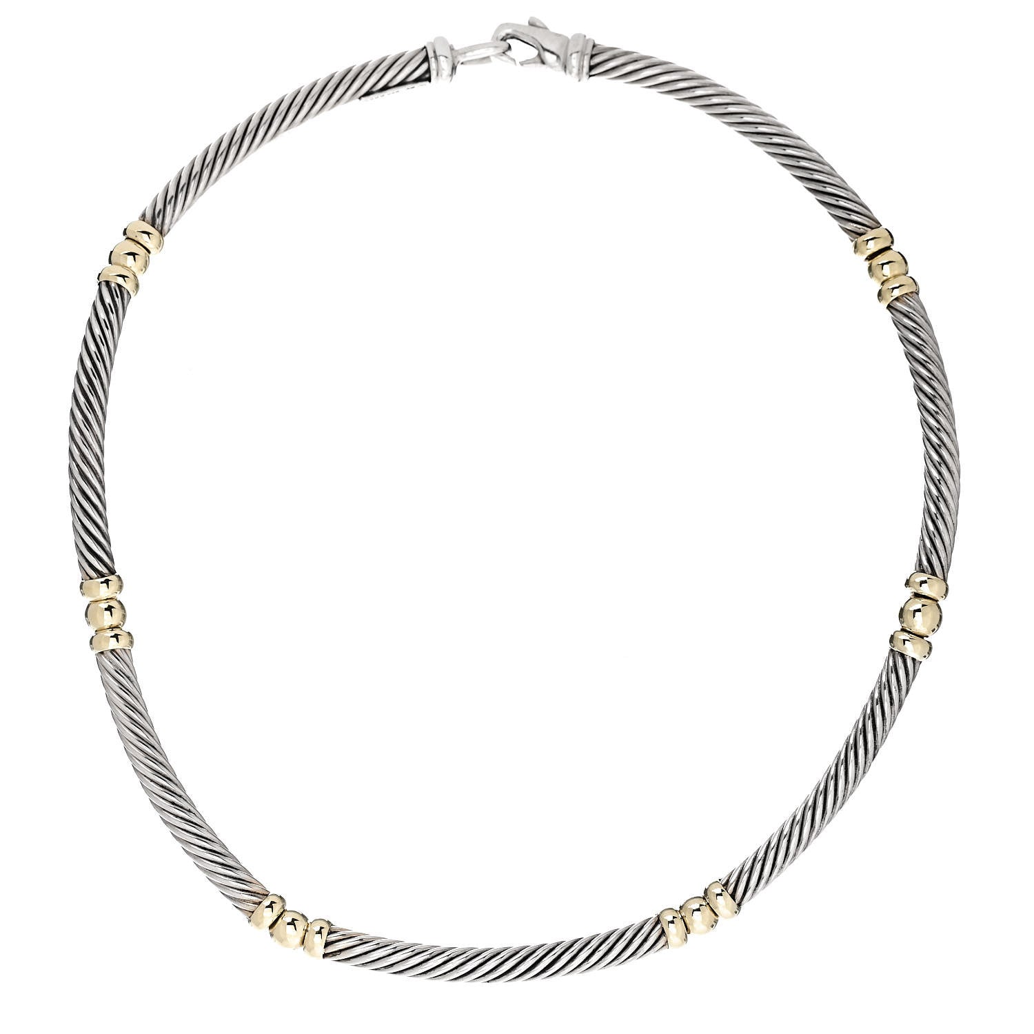 David Yurman Sterling Silver 14K Yellow Gold Hampton Cable Necklace 1 of 3