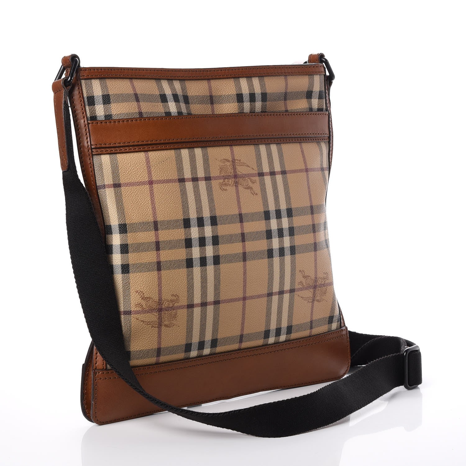 Burberry Haymarket Check Flat Crossbody Messenger Bag Tan 3 of 13