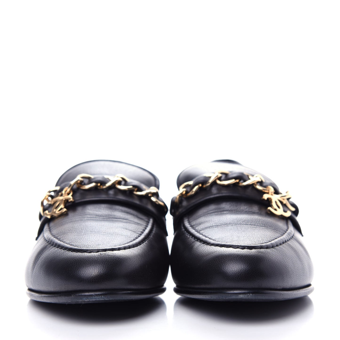 Lambskin CC Chain Loafers 38 Black