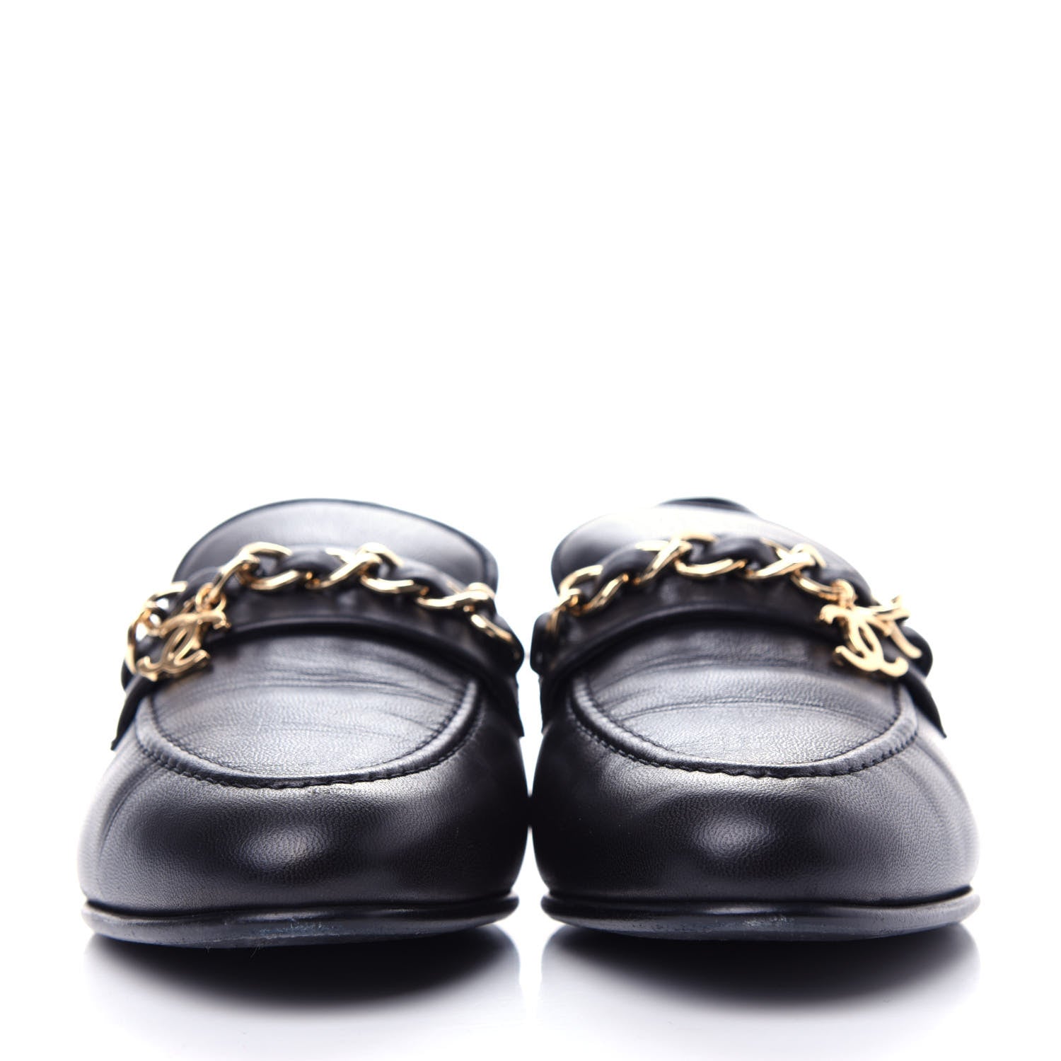 Chanel Lambskin CC Chain Loafers 38 Black 2 of 11