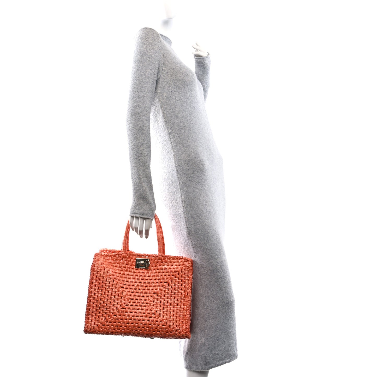 Raffia L Studio Box Tote Aragosta