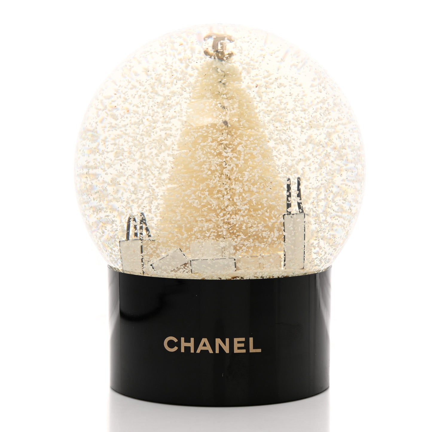 Glass Small Christmas Tree Shopping Bag Snow Globe