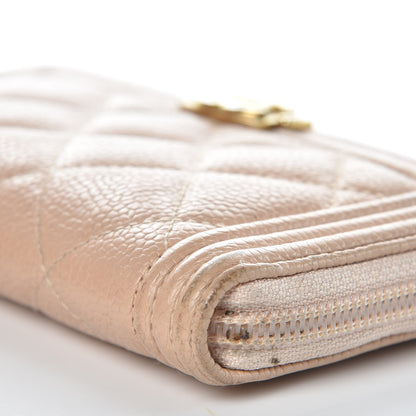 Chanel Caviar Quilted Small Boy Zip Around Wallet Beige 10 of 14