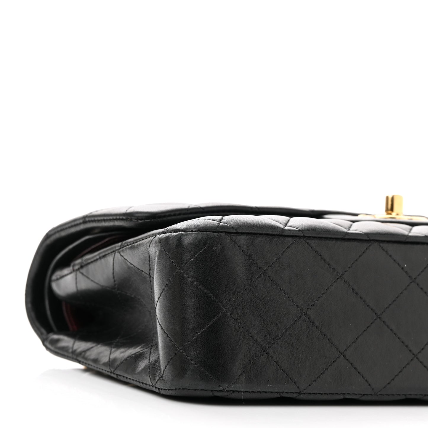 Lambskin Quilted Medium Double Flap Black
