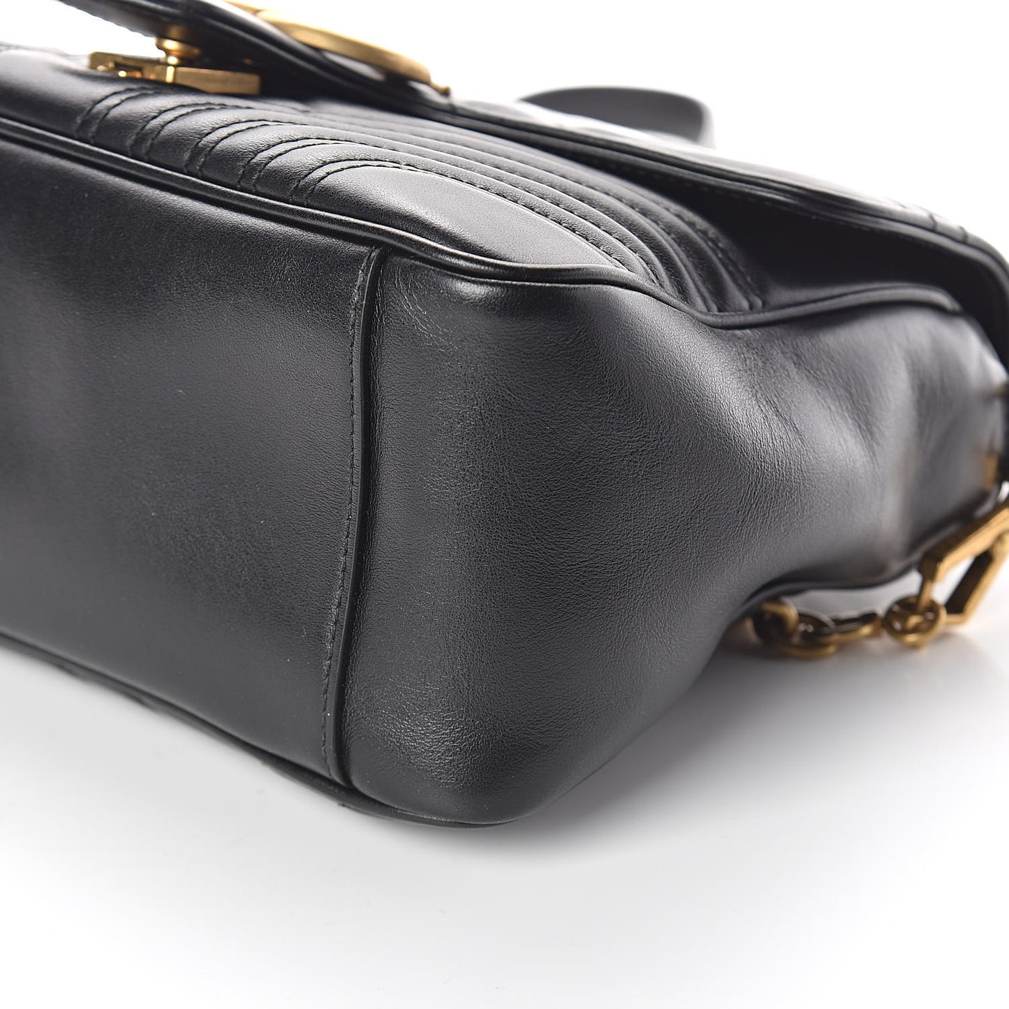 Calfskin Matelasse Small GG Marmont Top Handle Shoulder Bag Black