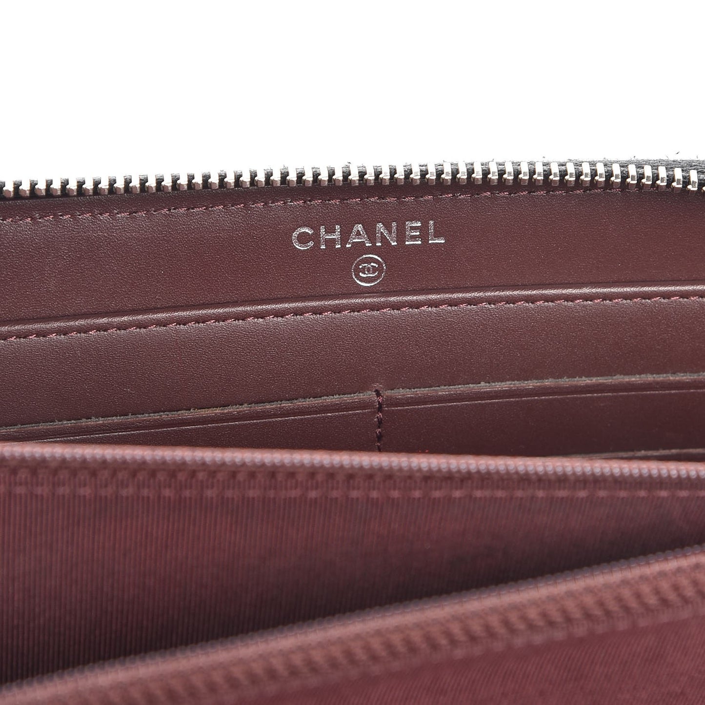 Caviar Chevron Quilted Large Gusset Zip Around Wallet Black