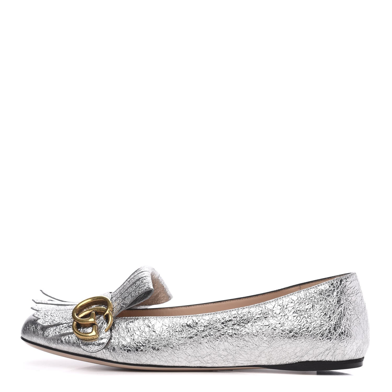 Gucci Galassia GG Marmont Fringe Flats 38 Argento 1 of 9
