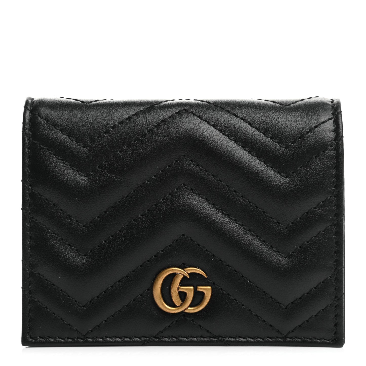 Calfskin Matelasse GG Marmont Card Case Wallet Black