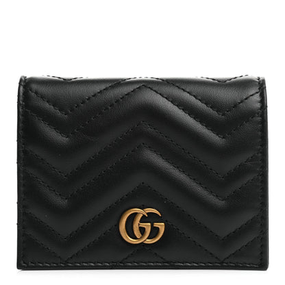 Gucci Calfskin Matelasse GG Marmont Card Case Wallet Black 1 of 7
