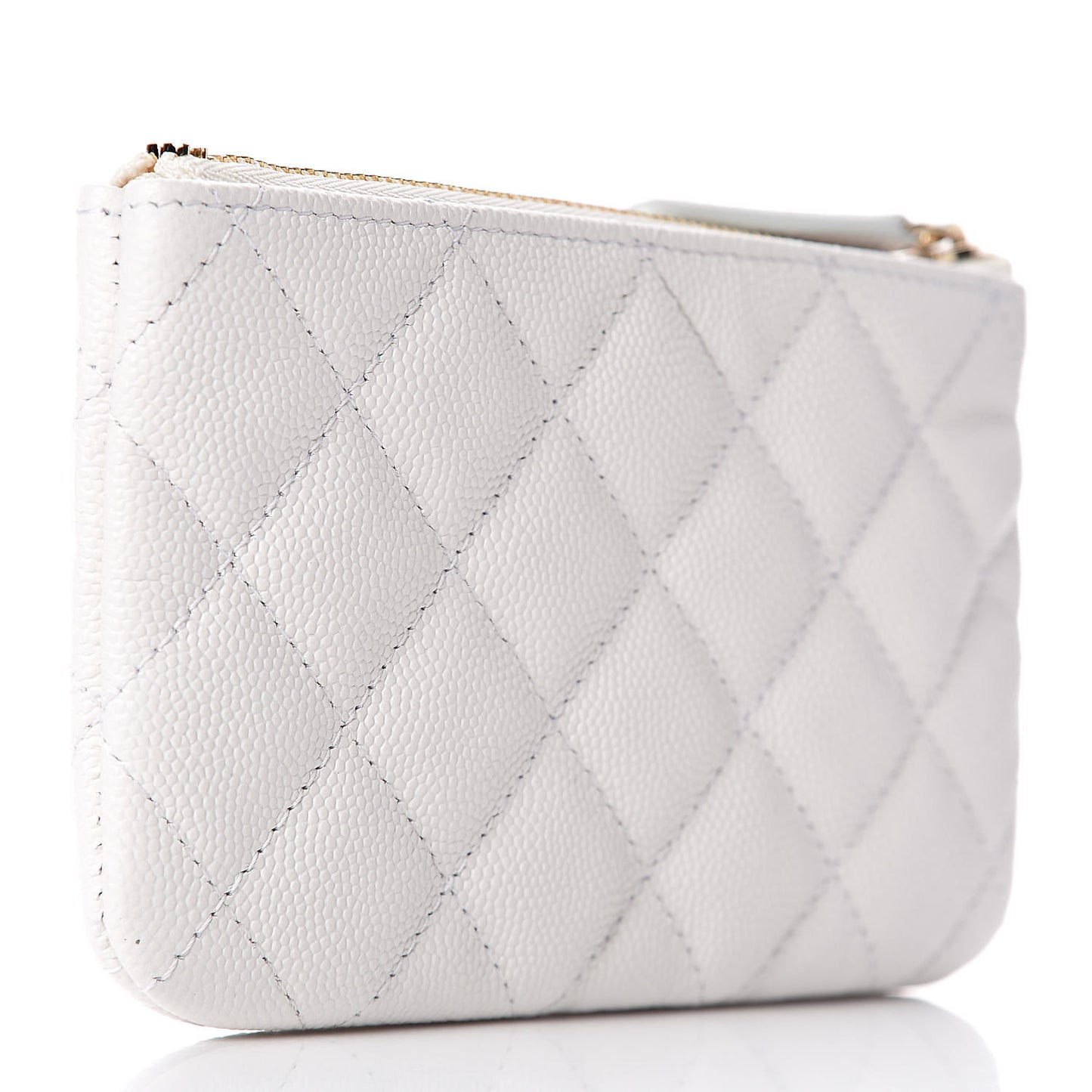Caviar Quilted Small Cosmetic Case White