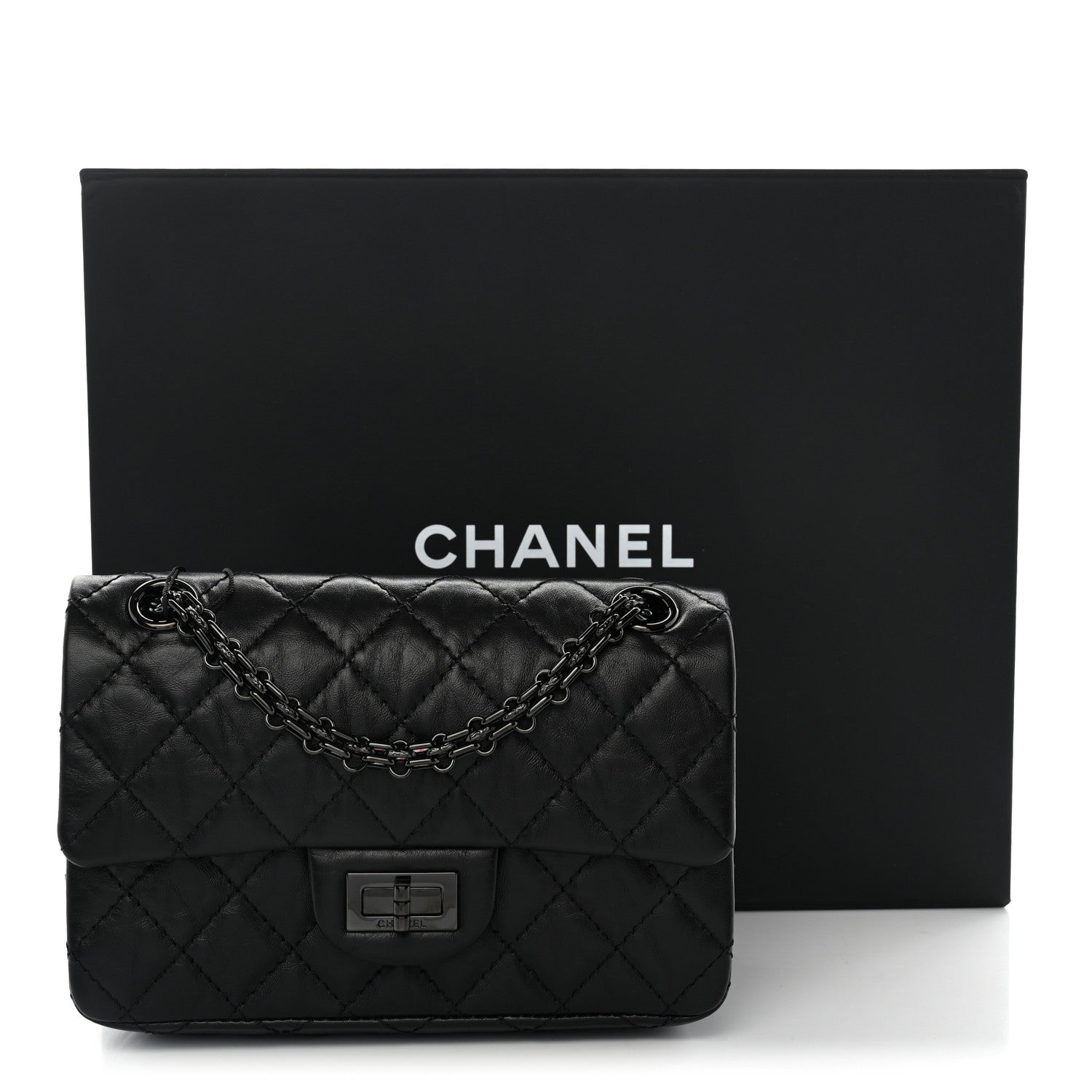 Chanel Aged Calfskin Quilted 2.55 Reissue Mini Flap So Black 11 of 11