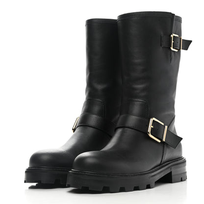 Jimmy Choo Rugged Leather Biker Boots 38.5 Black 3 of 7
