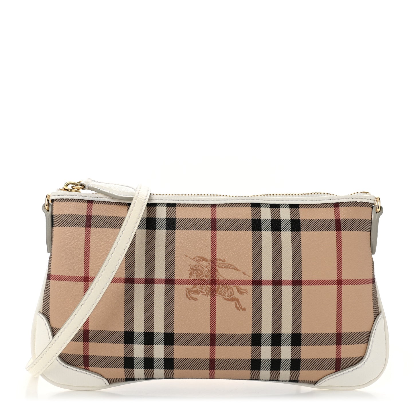 Haymarket Check Small Peyton Crossbody Clutch Bag White