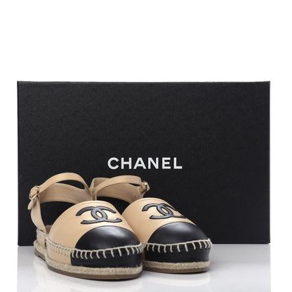 Chanel Lambskin CC Espadrilles 36 Beige Black 11 of 11