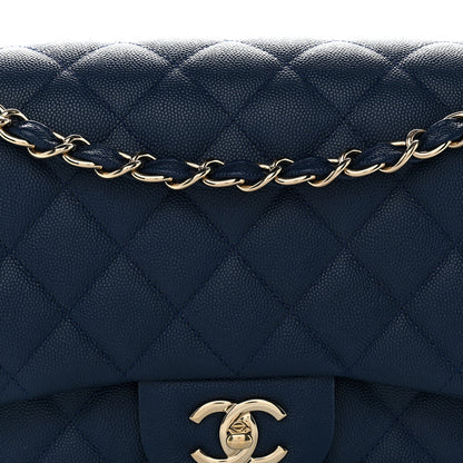 Chanel Caviar Quilted Jumbo Double Flap Navy Blue 8 of 10