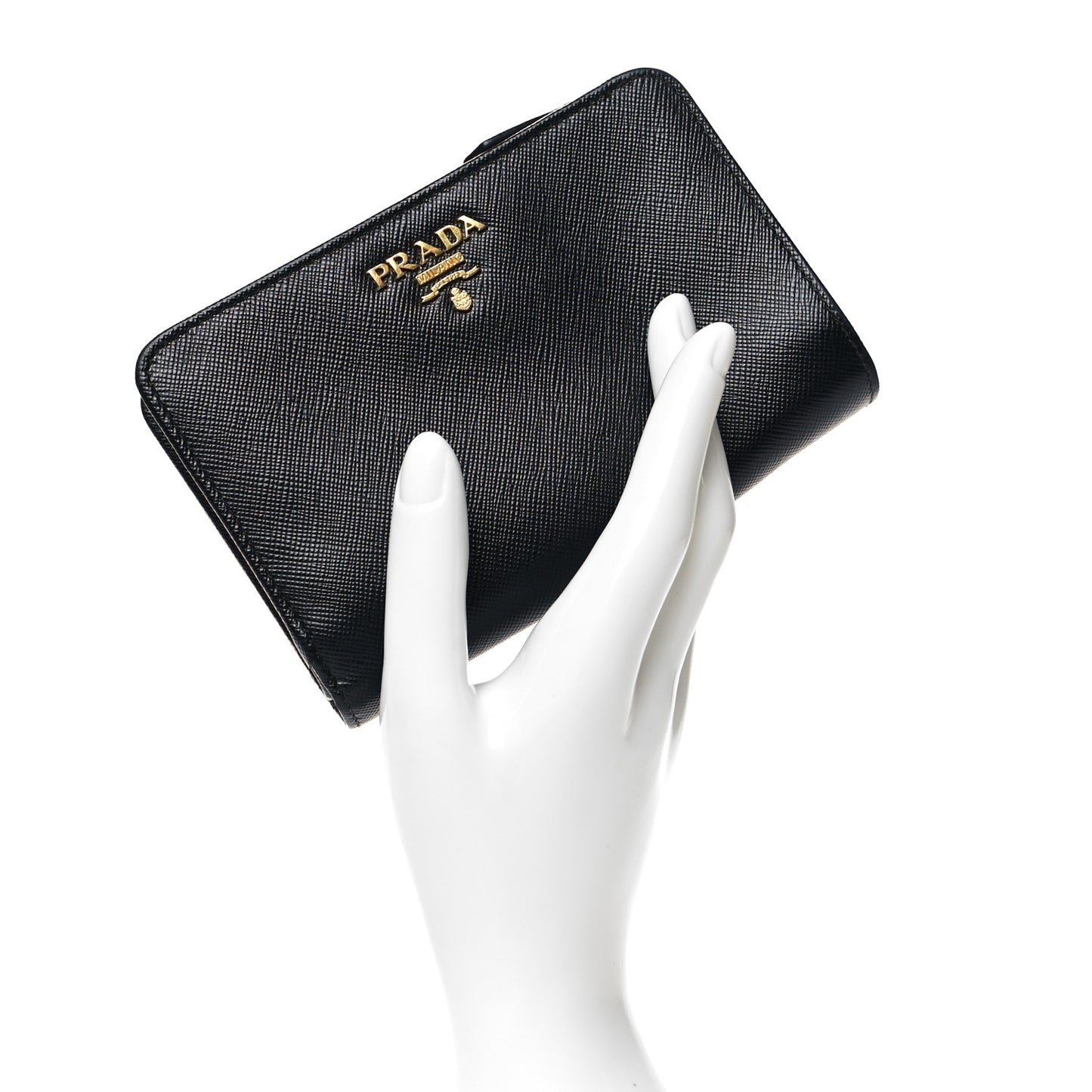 Saffiano Metal Compact Wallet Black