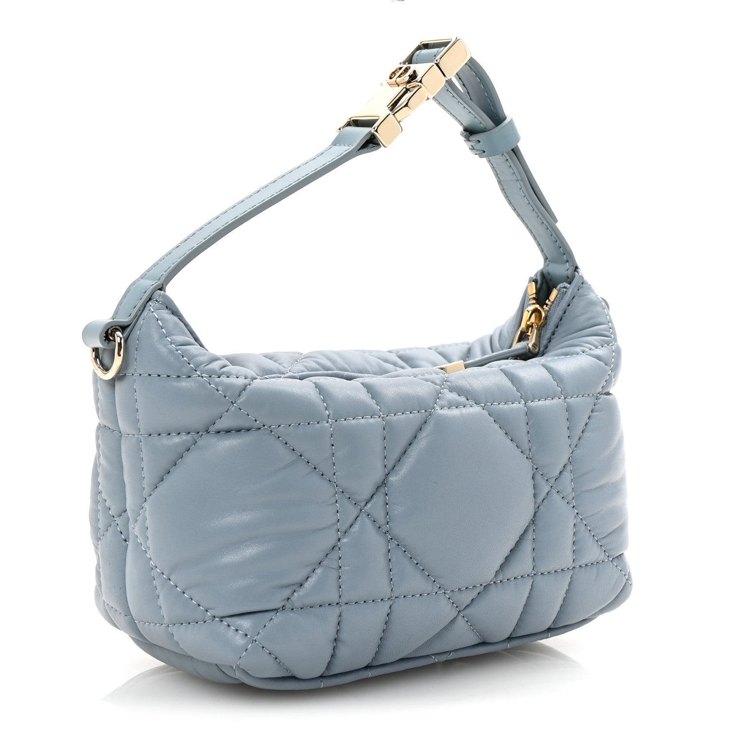 Christian Dior Calfskin Macrocannage Small Diortravel Nomad Pouch Bracing Blue 3 of 10
