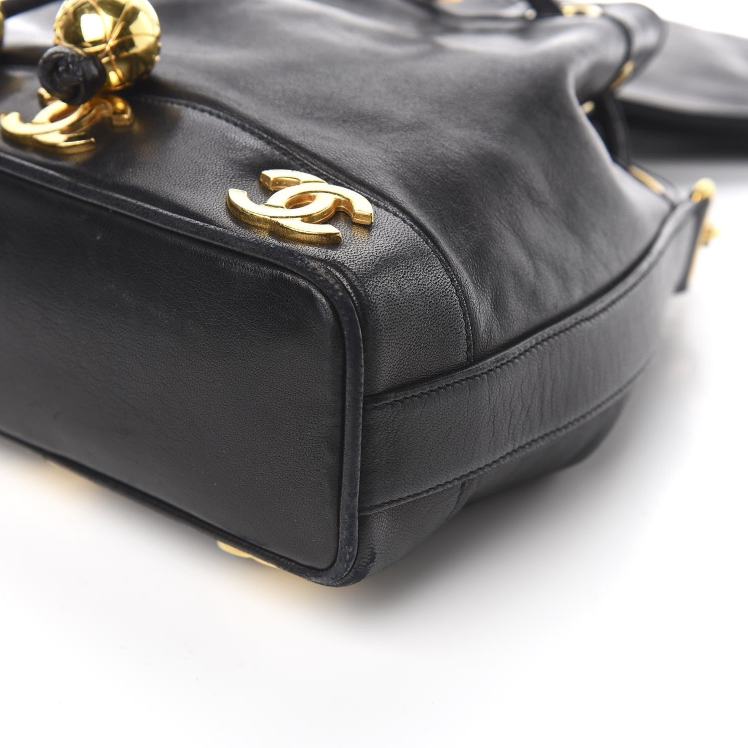 Chanel Lambskin Drawstring Bucket Bag Black 11 of 12