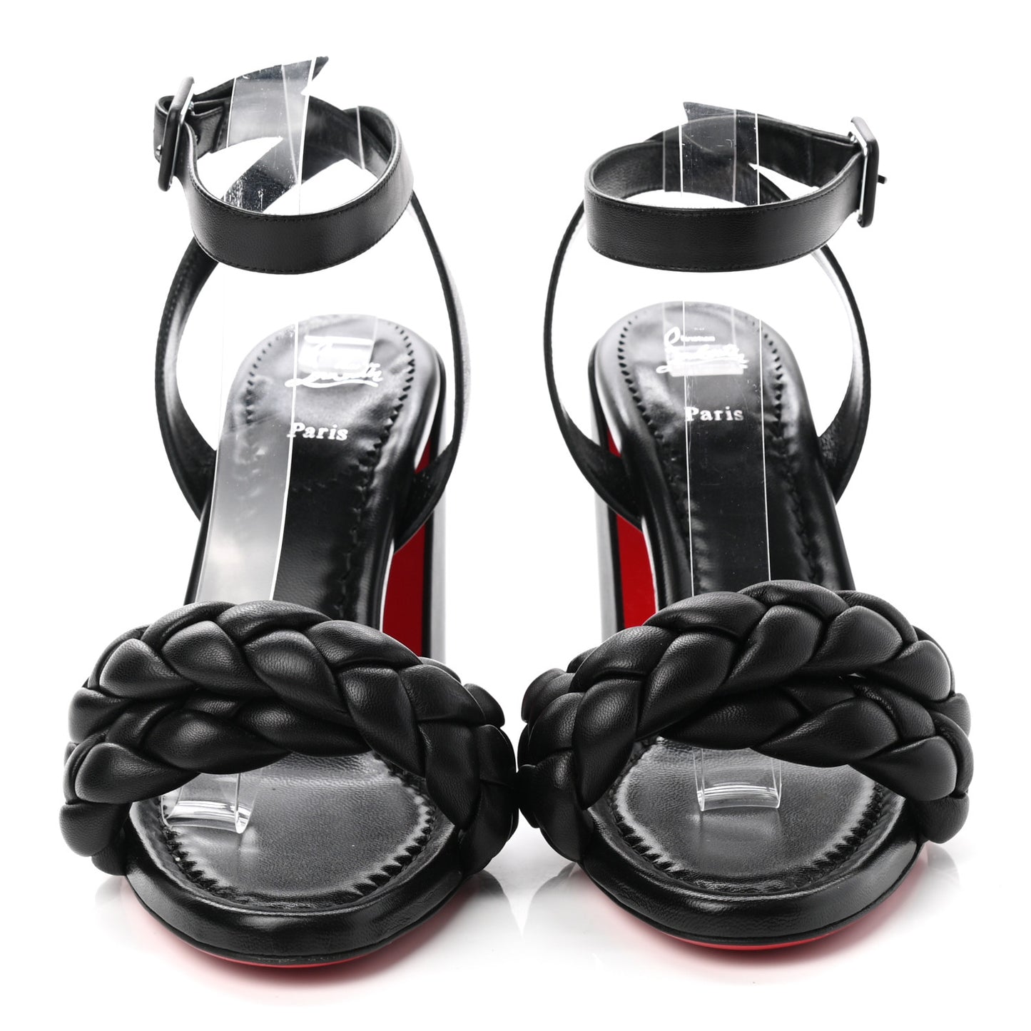 Nappa Braided Brio 85 Block Heel Sandals 39 Black