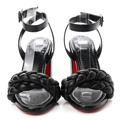 Christian Louboutin Nappa Braided Brio 85 Block Heel Sandals 39 Black 2 of 8