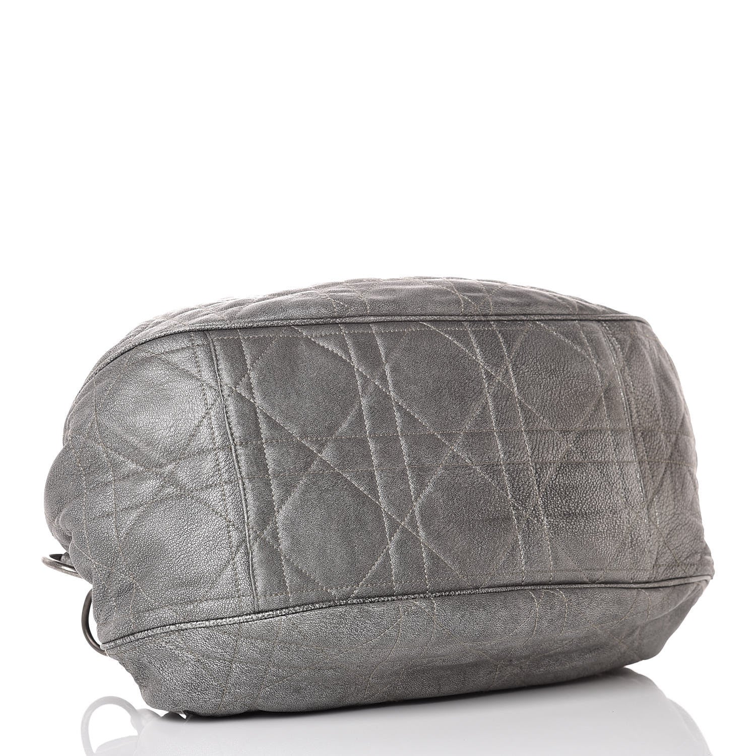 Christian Dior Metallic Lambskin Cannage Flap Shoulder Bag Silver 4 of 13