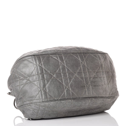 Christian Dior Metallic Lambskin Cannage Flap Shoulder Bag Silver 4 of 13