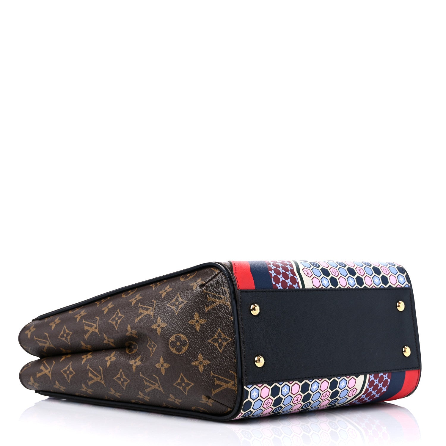 Louis Vuitton Calfskin Monogram Kimono Tote MM Rouge Navy 4 of 11