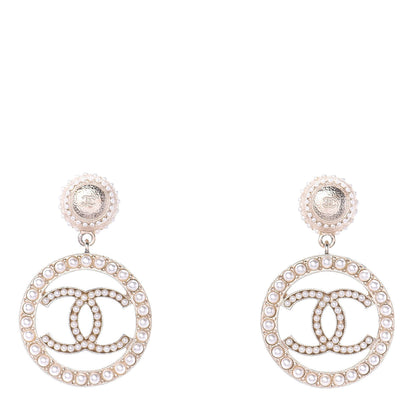 Chanel Pearl CC Drop Earrings Light Gold 1 of 4