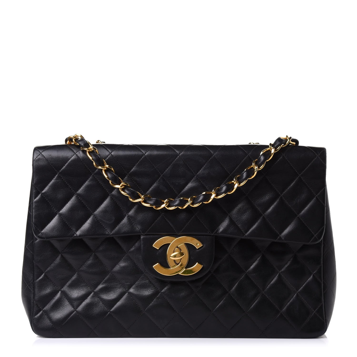 Chanel Lambskin Quilted XL Jumbo Single Flap Black 1 of 10