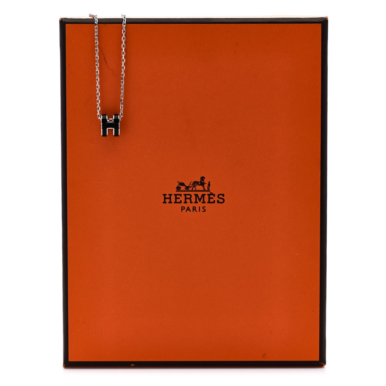 Hermes Lacquered Palladium Mini Pop H Pendant Necklace Black 8 of 8