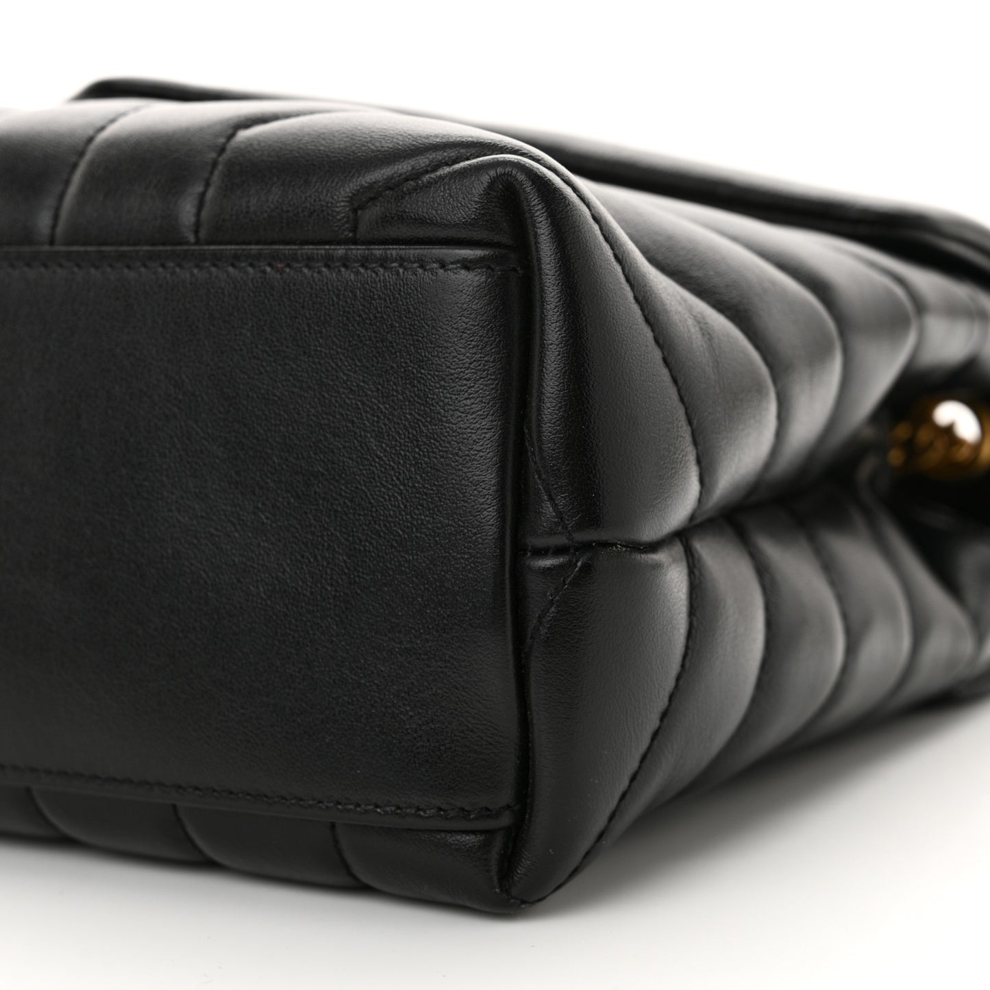 Calfskin Y Quilted Monogram Small Loulou Chain Satchel Black