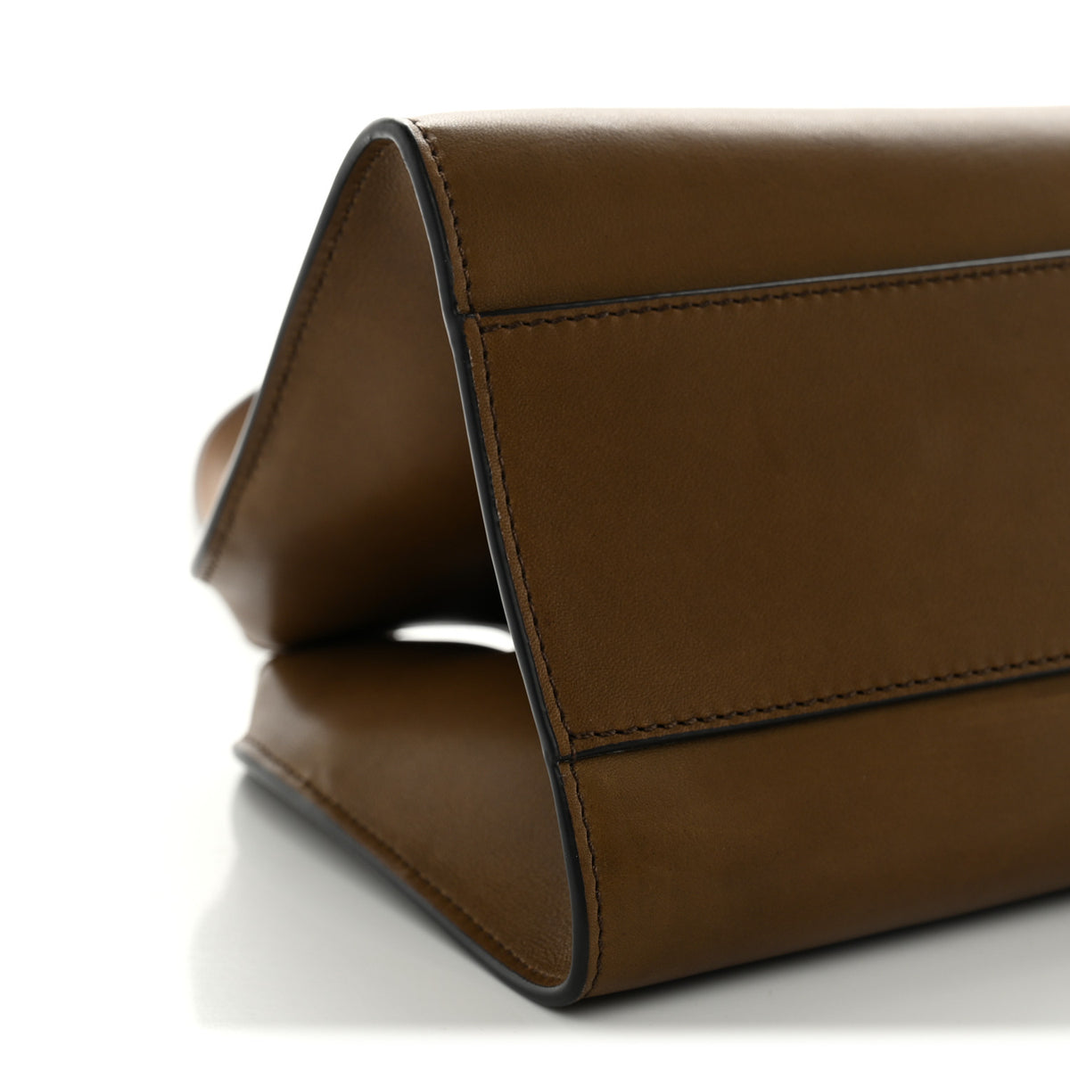 Polished Saddle Calfskin Peggy Clutch Dark Muschio