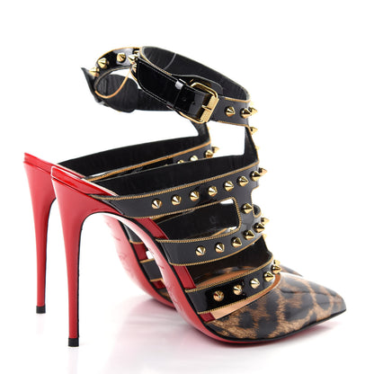 Christian Louboutin Patent Leopard Print Tchicaboum 100 Pumps 36.5 Version Brown 4 of 10