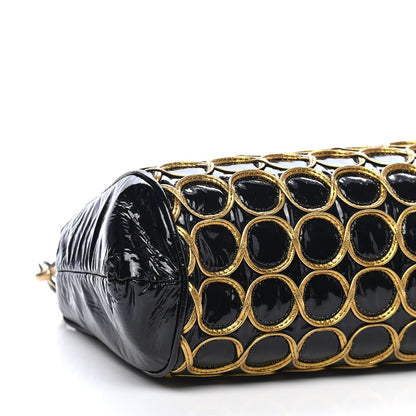 Chanel Patent Embroidered Clutch With Chain Black Gold 8 of 9