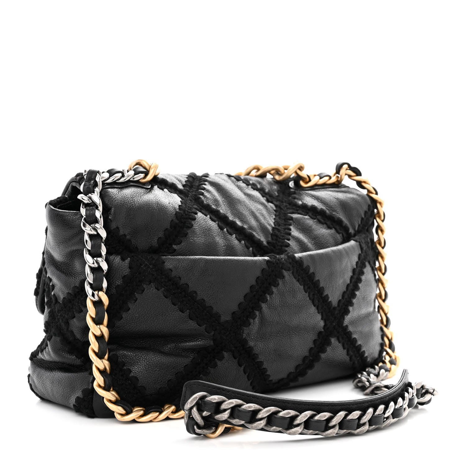 Chanel Calfskin Crochet Large Chanel 19 Flap Black 3 of 10