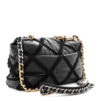 Chanel Calfskin Crochet Large Chanel 19 Flap Black 3 of 10