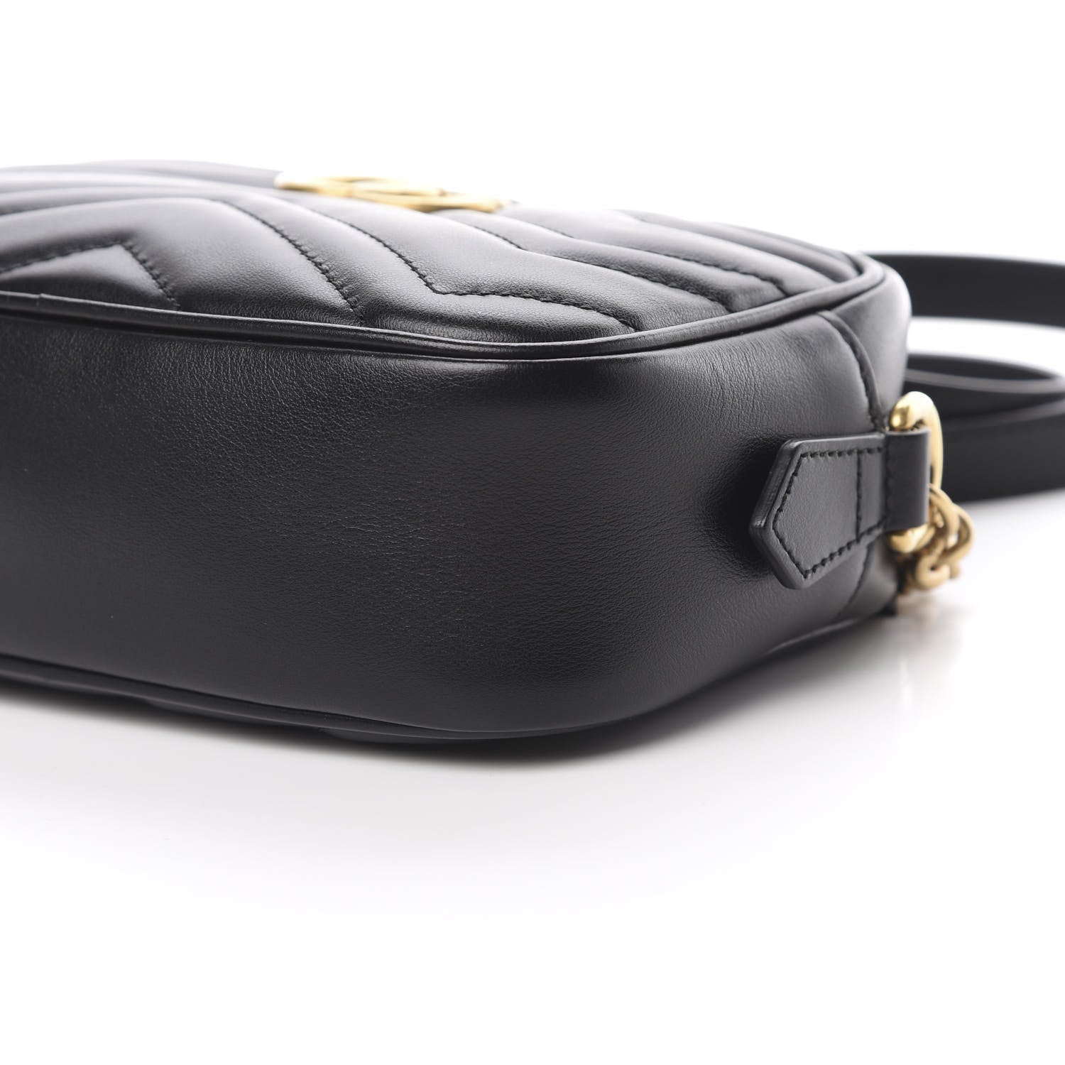 Gucci Calfskin Matelasse Mini GG Marmont Chain Shoulder Bag Black 10 of 12