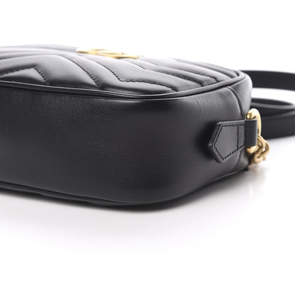 Gucci Calfskin Matelasse Mini GG Marmont Chain Shoulder Bag Black 10 of 12