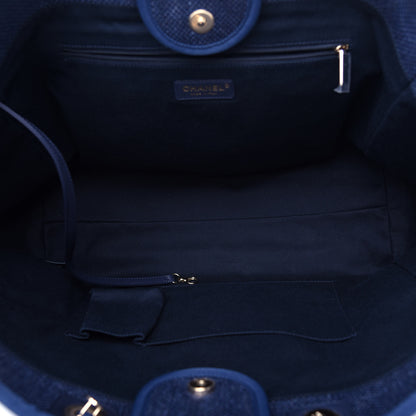 Chanel Canvas Medium Deauville Tote Dark Blue 5 of 10