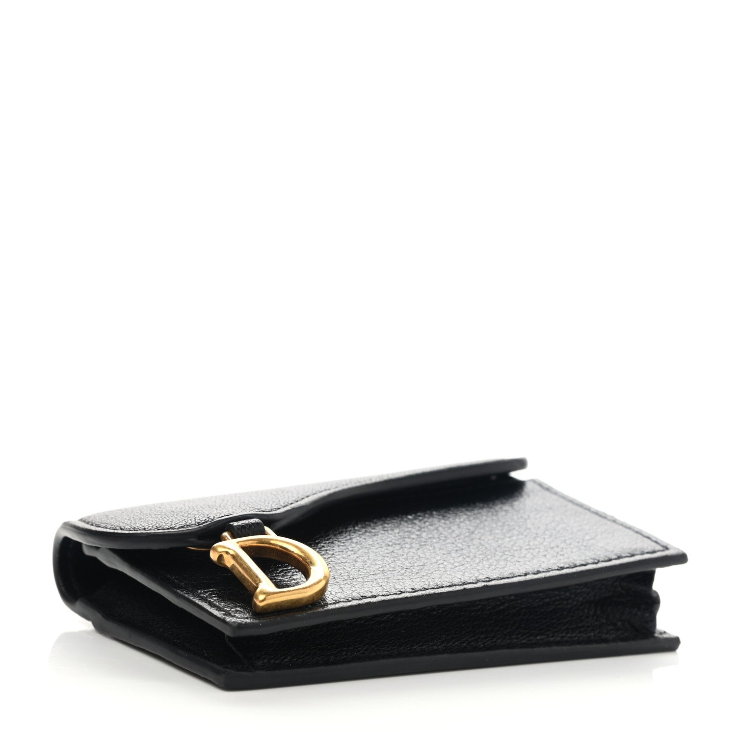 Christian Dior Goatskin Saddle Card Holder Black 4 of 10