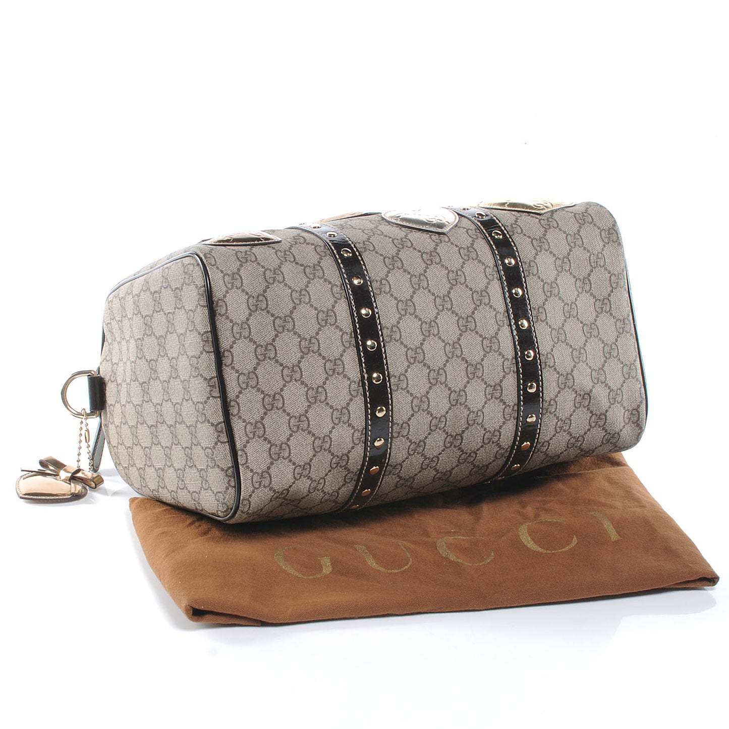 Monogram Guccissima Hearts Studded Medium Joy Boston Dark Brown