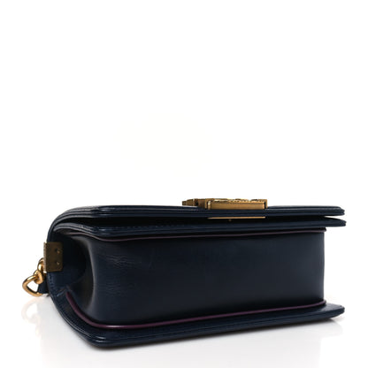 Chanel Calfskin Embossed Small Paris Salzburg Boy Flap Navy 4 of 9