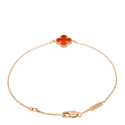 Van Cleef & Arpels 18K Rose Gold Carnelian Sweet Alhambra Bracelet 2 of 5
