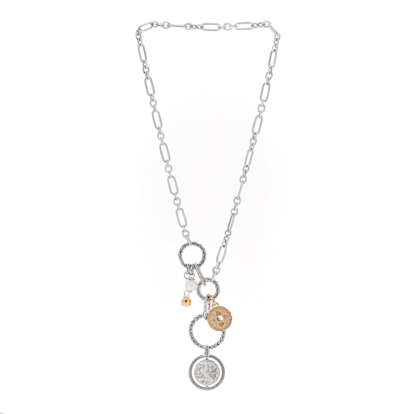 Sterling Silver 14K 18K Yellow Gold Cultured Pearl Moon Door Keyring Necklace