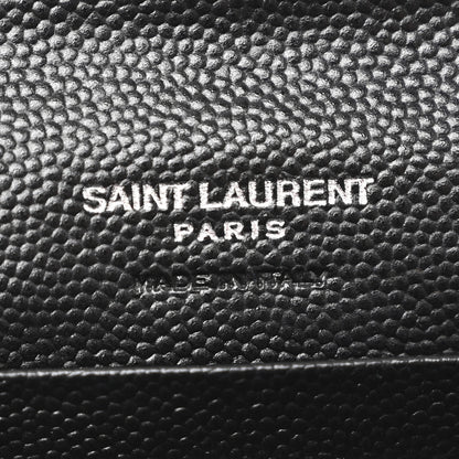 Saint Laurent Grain De Poudre Matelasse Chevron Small Monogram Envelope Wallet Black 6 of 9