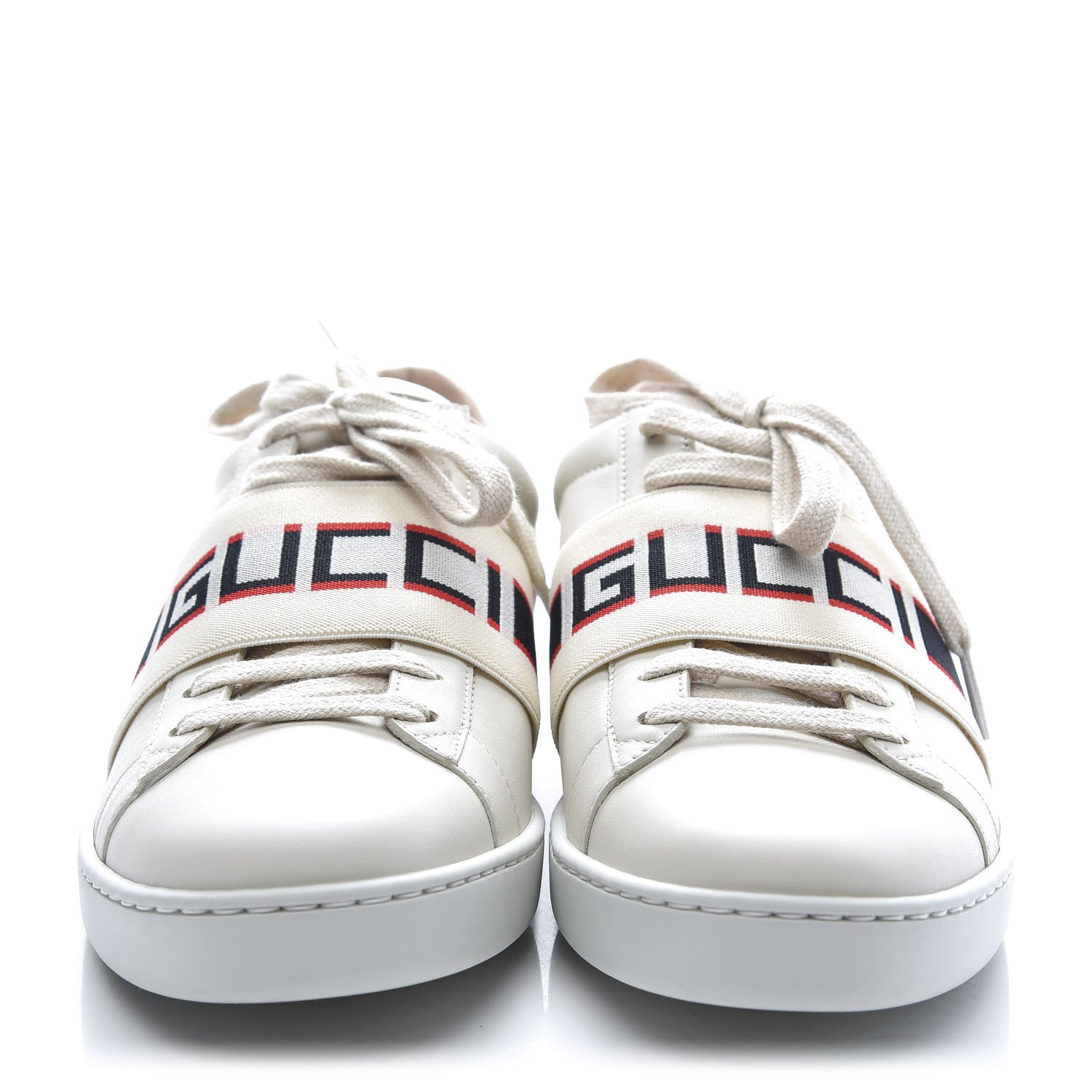 Gucci Calfskin Stripe Womens New Ace Sneakers 37 New Mystic White Ecru Red Flame 2 of 10