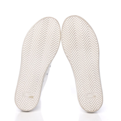 Saint Laurent Distressed Calfskin Bedford Logo-Appliqued Hightop Sneakers 38 White 5 of 12