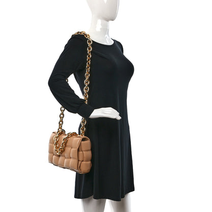 Bottega Veneta Lambskin Maxi Intreccio Padded Chain Cassette Crossbody Bag Almond 2 of 10